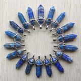 Lapis Lazuli Pillar Chakra Charms Pendants for Jewelry Making 24pcs