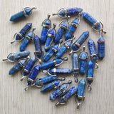 Lapis Lazuli Pillar Chakra Charms Pendants for Jewelry Making 24pcs