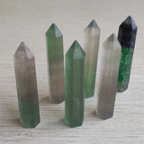 6pcs Natural Fluorite Stone Pillar Pendants Jewelry Accessories