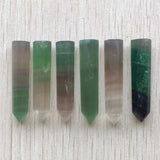 6pcs Natural Fluorite Stone Pillar Pendants Jewelry Accessories
