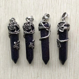 Sand Stone Alloy Flower Hexagonal Pendants for Jewelry Making