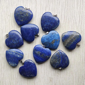 10pcs Natural Lapis Lazuli Heart Pendants 30mm for Necklaces