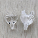 Natural Crystal Carved Wolf Head Pendants 2pcs