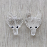 Natural Crystal Carved Wolf Head Pendants 2pcs