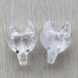 Natural Crystal Carved Wolf Head Pendants 2pcs