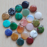 50pcs Natural Stone Round Charms Pendants for Jewelry Making