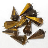 6pcs Natural Tiger Eye Stone Pyramid Shape Pendants for Necklace Jewelry Making