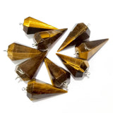 6pcs Natural Tiger Eye Stone Pyramid Shape Pendants for Necklace Jewelry Making