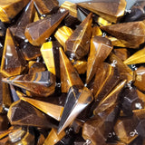 6pcs Natural Tiger Eye Stone Pyramid Shape Pendants for Necklace Jewelry Making