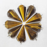6pcs Natural Tiger Eye Stone Pyramid Shape Pendants for Necklace Jewelry Making