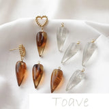 Peach Heart Love Resin Water Droplets DIY Earrings Accessories