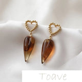 Peach Heart Love Resin Water Droplets DIY Earrings Accessories