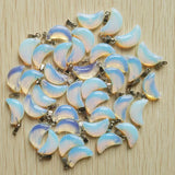 50pcs Natural Stone Tiger Eye Crystal Moon Shape Pendants for Jewelry Making