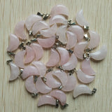 50pcs Natural Stone Tiger Eye Crystal Moon Shape Pendants for Jewelry Making