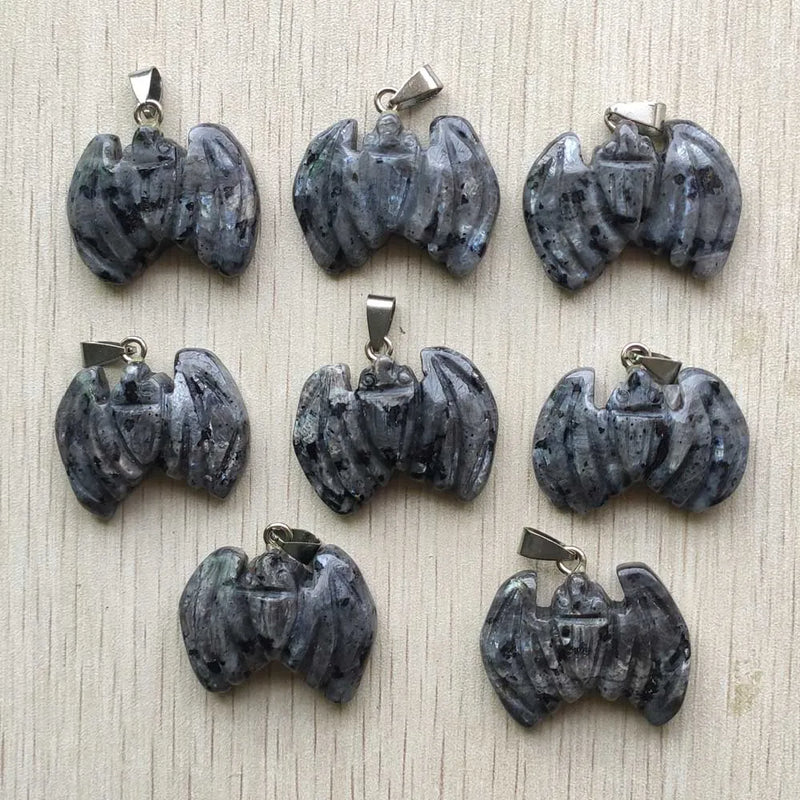 Natural ShimmerStone Bat Charms Pendant for Necklaces 8pcs/lot