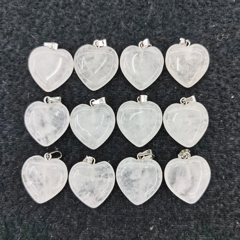 Natural Crystal Stone Heart Pendants 20mm 50pcs/lot
