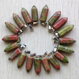 Flower Green Stone Hexagonal Charms Pendants for Jewelry Making