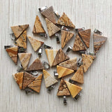 50pcs Triangle Shape Picture Stone Pendants for DIY Jewelry Making