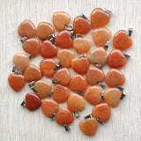 Red Aventurine Heart Charm Pendants for Jewelry Making 50pcs/lot