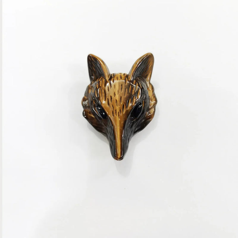 Natural Stone Carved Fox Shape Pendants for Necklace Jewelry Making 2pcs/lot