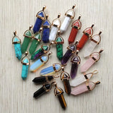 24pcs Natural Stone Alloy Pillar Charms Pendants for Jewelry Making