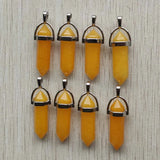 Natural Stone Yellow Crystal Pillar Pendants for Jewelry Making