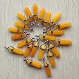 Natural Stone Yellow Crystal Pillar Pendants for Jewelry Making