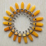 Natural Stone Yellow Crystal Pillar Pendants for Jewelry Making