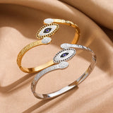 Stainless Steel Bangle Devil Eye Charm Bracelet