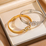 Stainless Steel Tree Of Life Bangle with Crystal