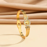 Stainless Steel Tree Of Life Bangle with Crystal