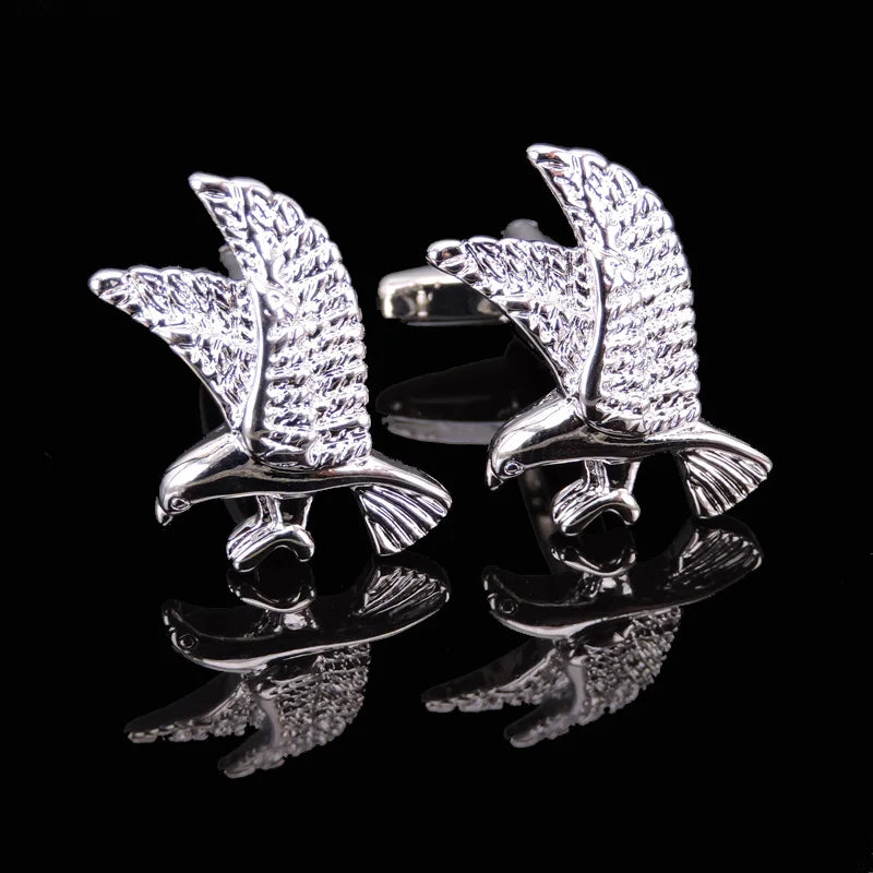 Silver Eagle Cufflinks Airplane French Wedding Shirt Cufflinks