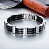 GorGor Bangles Men Stainless Steel Silica Gel Pattern Link TS-959