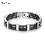 GorGor Bangles Men Stainless Steel Silica Gel Pattern Link TS-959