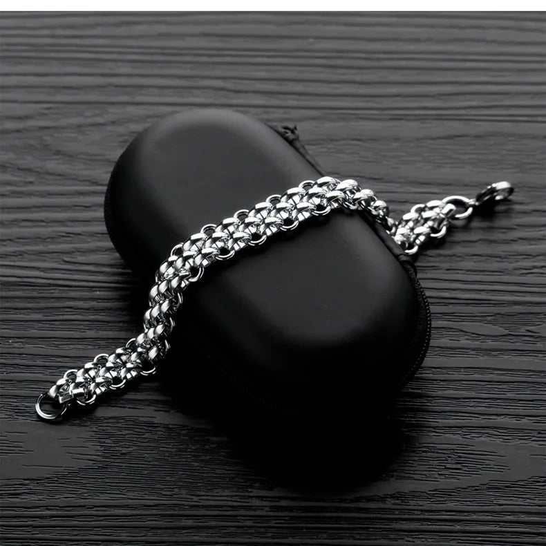 GorGor Bracelets Men Titanium Steel Multi-ring Cross Simplicity Solid Accessory