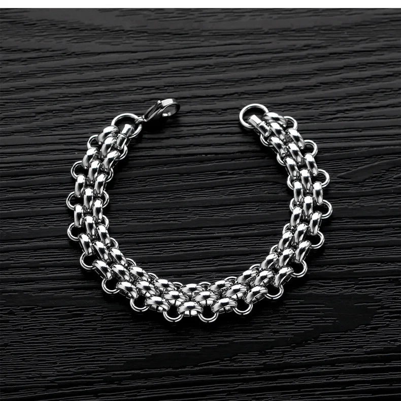 GorGor Bracelets Men Titanium Steel Multi-ring Cross Simplicity Solid Accessory