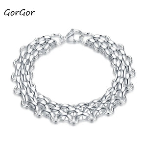 GorGor Bracelets Men Titanium Steel Multi-ring Cross Simplicity Solid Accessory