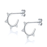 925 Sterling Silver Clip Earrings Three-ball Sun Flower Plated Jewelry