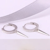 925 Sterling Zirconia Drop Earrings Punk Style Classic Party Jewelry