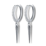 925 Sterling Zirconia Drop Earrings Punk Style Classic Party Jewelry