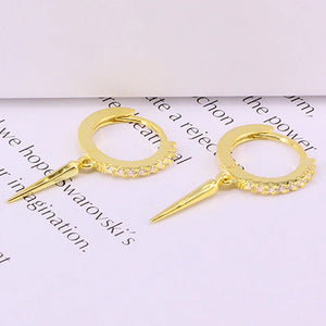 925 Sterling Zirconia Drop Earrings Punk Style Classic Party Jewelry