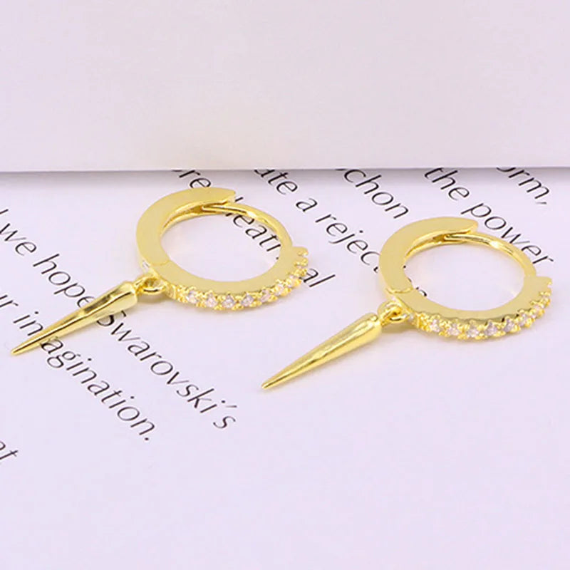 925 Sterling Zirconia Drop Earrings Punk Style Classic Party Jewelry