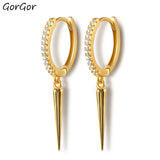 925 Sterling Zirconia Drop Earrings Punk Style Classic Party Jewelry