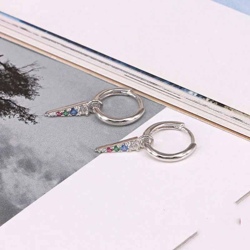 925 Sterling Drop Earrings Colorful Tassel Pendant Party Jewelry