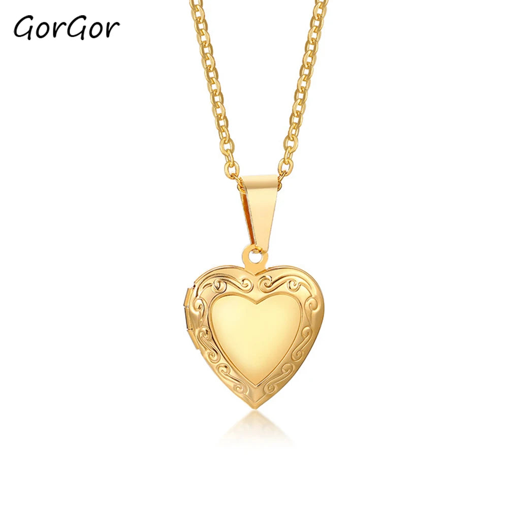 GorGor High Heart-Shaped Necklace Pendant with Rhinestones for Women