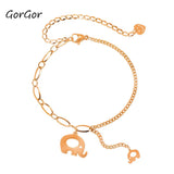 GorGor Elephant Stitching Titanium Steel Bracelet for Couple