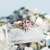 Rose Gold Eight-pointed Star Ring with Cubic Zirconia