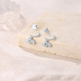 Bee Stud Earrings 925 Sterling Zircon Anniversary Jewelry