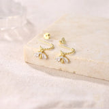 Bee Stud Earrings 925 Sterling Zircon Anniversary Jewelry