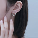 925 Sterling Round Zirconia Stud Earrings for Women